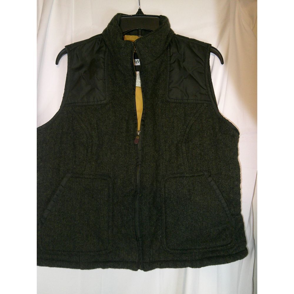 Vintage Orvis Dark Green Quilted Vest Outdoor Zip-Up Sleeveless Vest Size L